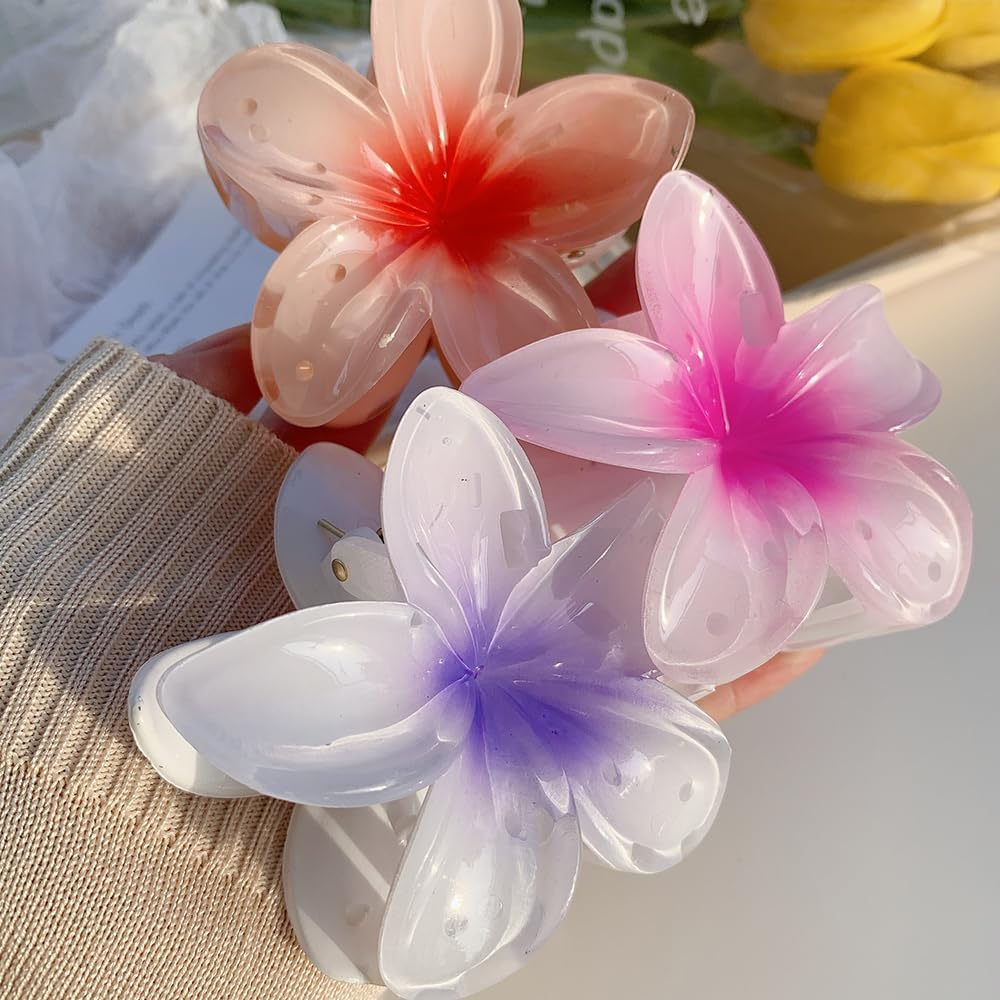 ZSPERKLA Pack of 4 Flower Hair Clips, Non-Slip Cute Hair Clips, Large Hair Clip for Women and Girls image number 2