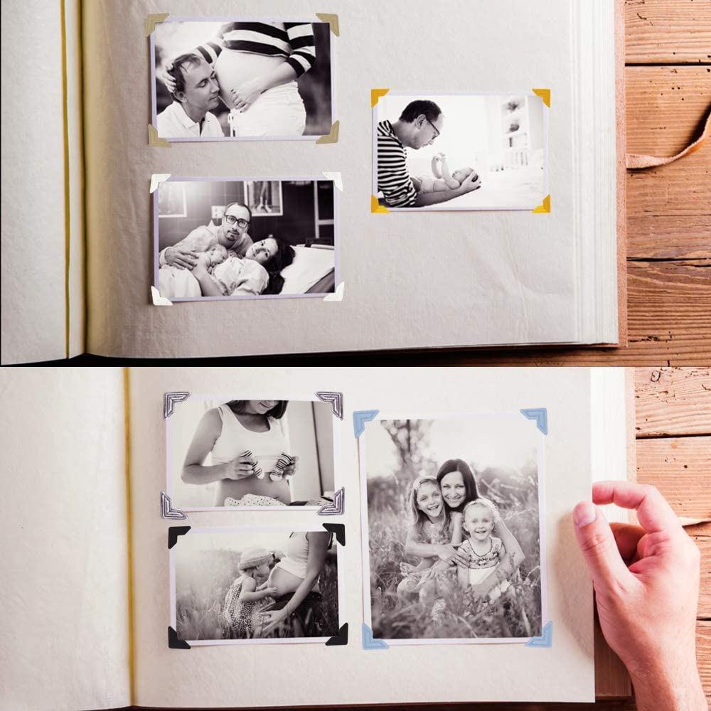 15 Sheets Photo Mounting Corners, Finegood Self Adhesive Paper Picture Sticker for DIY Scrapbook Album Diary Personal Organizer Notebook - 14 Colors image number 4