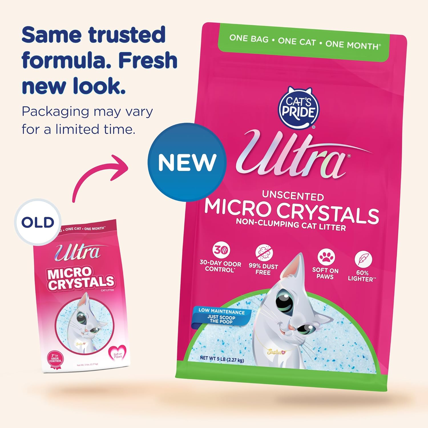 Ultra Micro Crystals Premium Cat Litter - 99.9% Dust Free, Soft on Paws, Fragrance Free - 15 Lbs. Total (3Pk of 5 Lbs.) image number 3