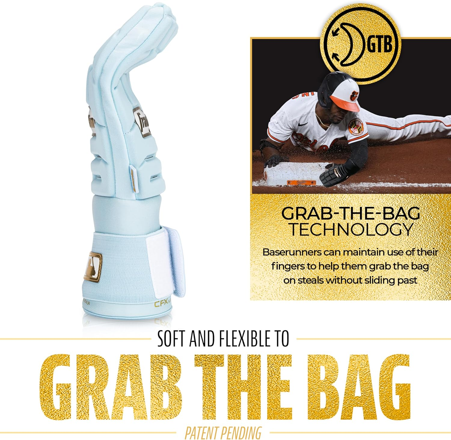 Franklin Sports MLB Baseball + Softball Sliding Mitt - CFX PRT Adult Protective Baserunning Sliding Glove - Left + Right Hand Mitt - Hand + Wrist Protector for Running - One Size image number 2