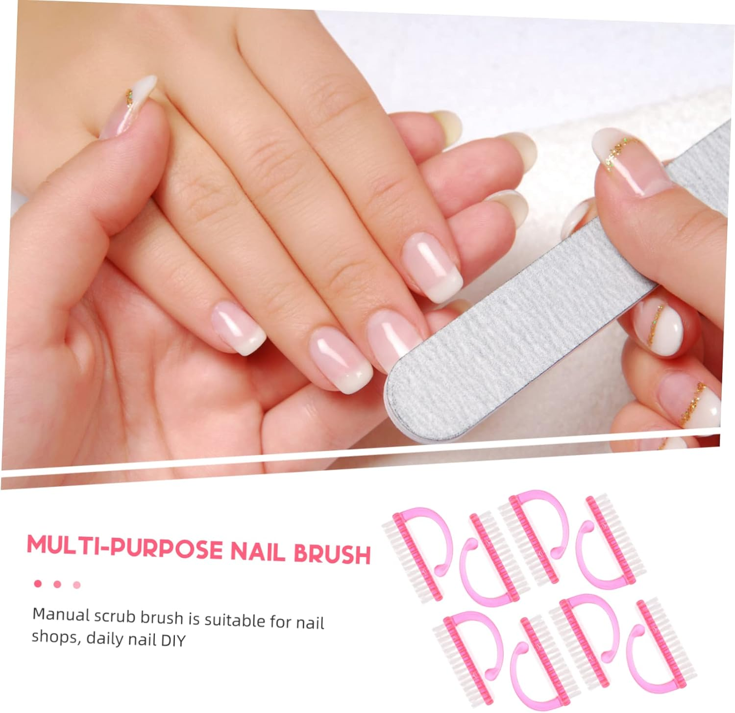 MUSISALY 8Pcs Nail Art Brush Dust Brush for Nail Care and Cleaning Comfortable Grip Design Wear-Resistant Bristles Manicure image number 4