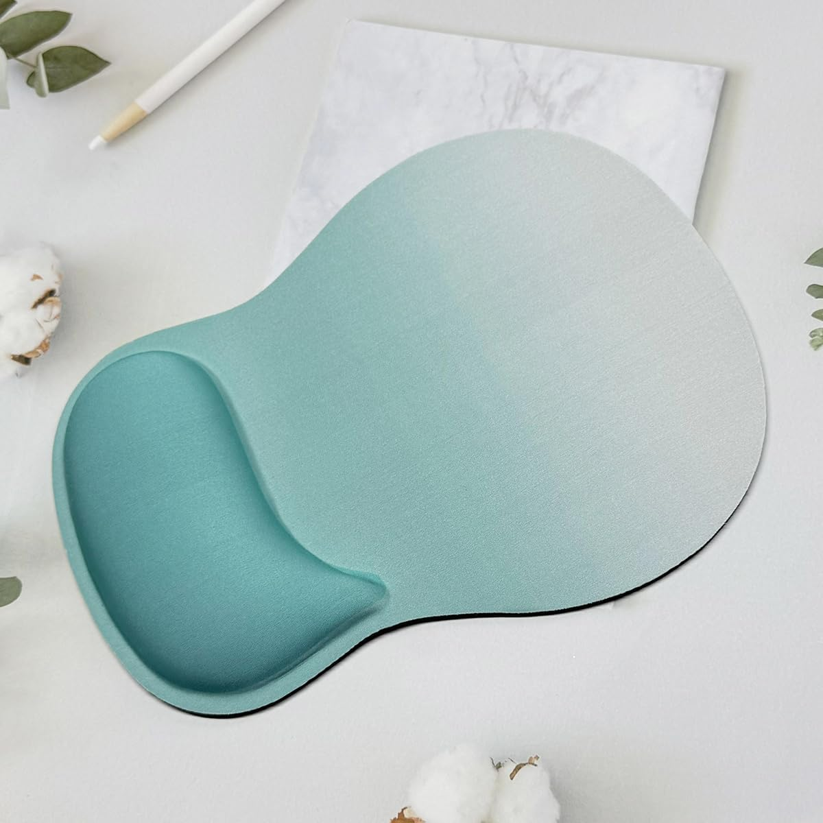 Ergonomic Mouse Pad with Gel Wrist Rest, Comfortable Mousepad with Smooth Wrist Support Surface and Non-Slip PU Base for Pain Relief, Computer, Laptop, Office & Home, 10 X 7.5In (Black) - Blue image number 2