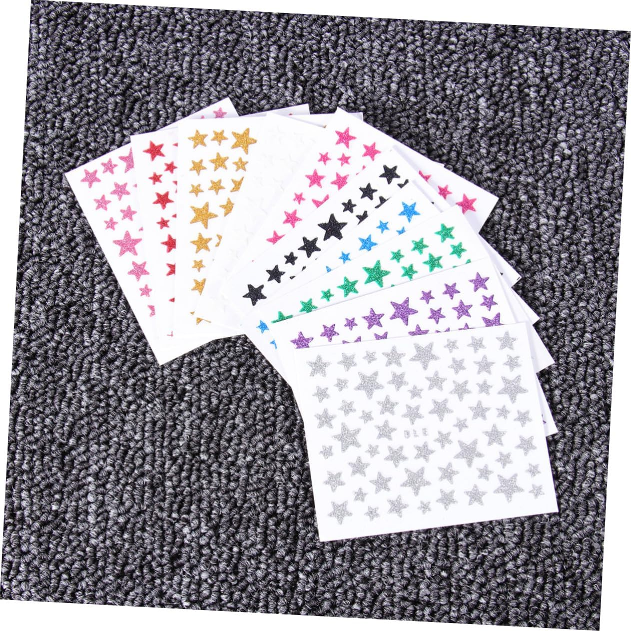Healeved 10 Sheet Glitter Star Nail Art Sticker Pretty Chic Self Adhesive Decal Decoration Nail Decor for Women image number 6