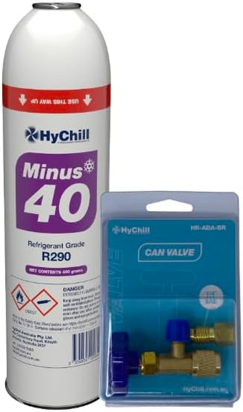 HYCHILL minus 40 (R290) Low GWP Hydrocarbon Refrigerant 400G Can and Valve