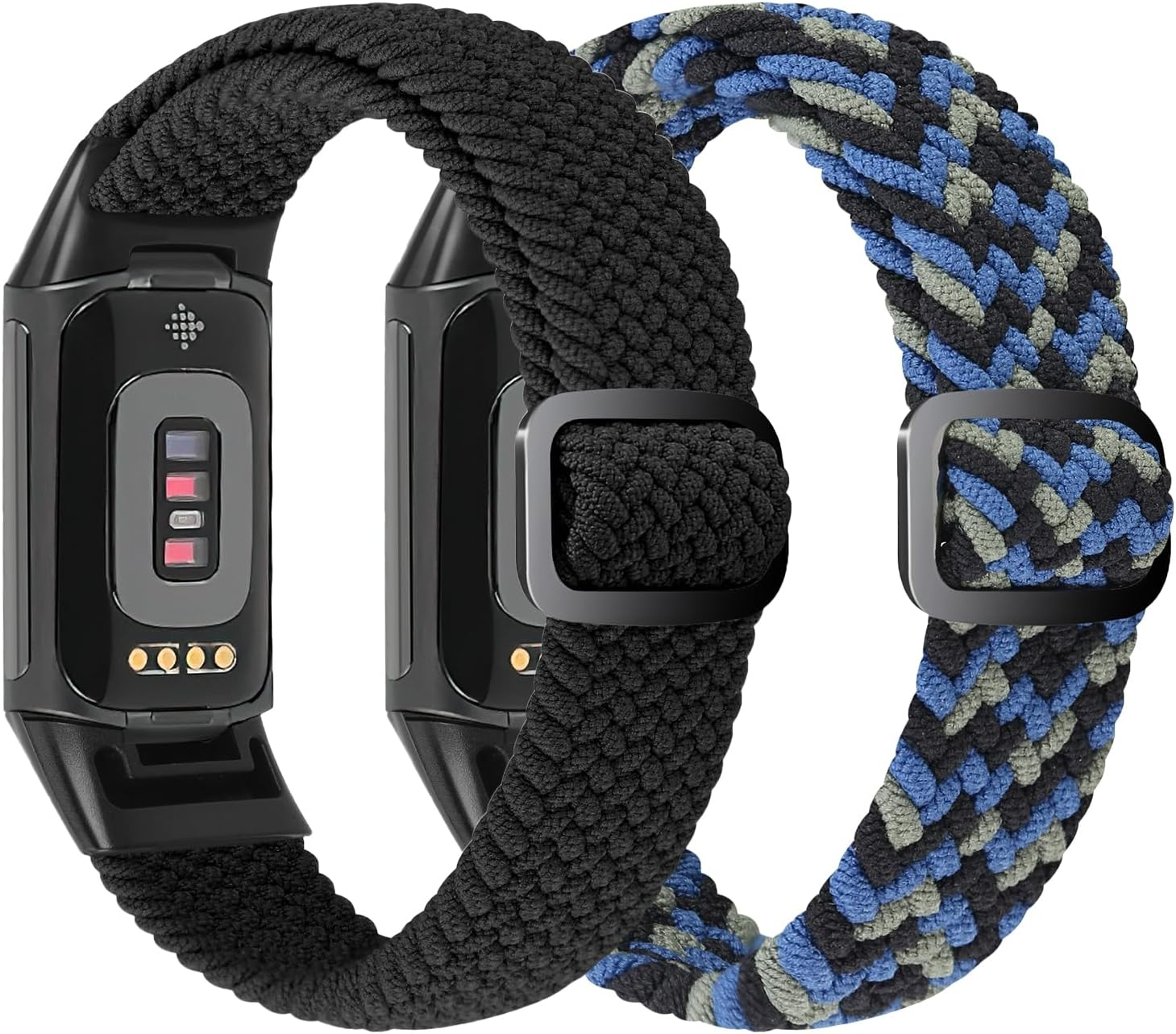 2 Pack - Relting Braided Bands Compatible with Fitbit Charge 6/Fitbit Charge 5, Adjustable Solo Loop Nylon Replacement Band for Women Men