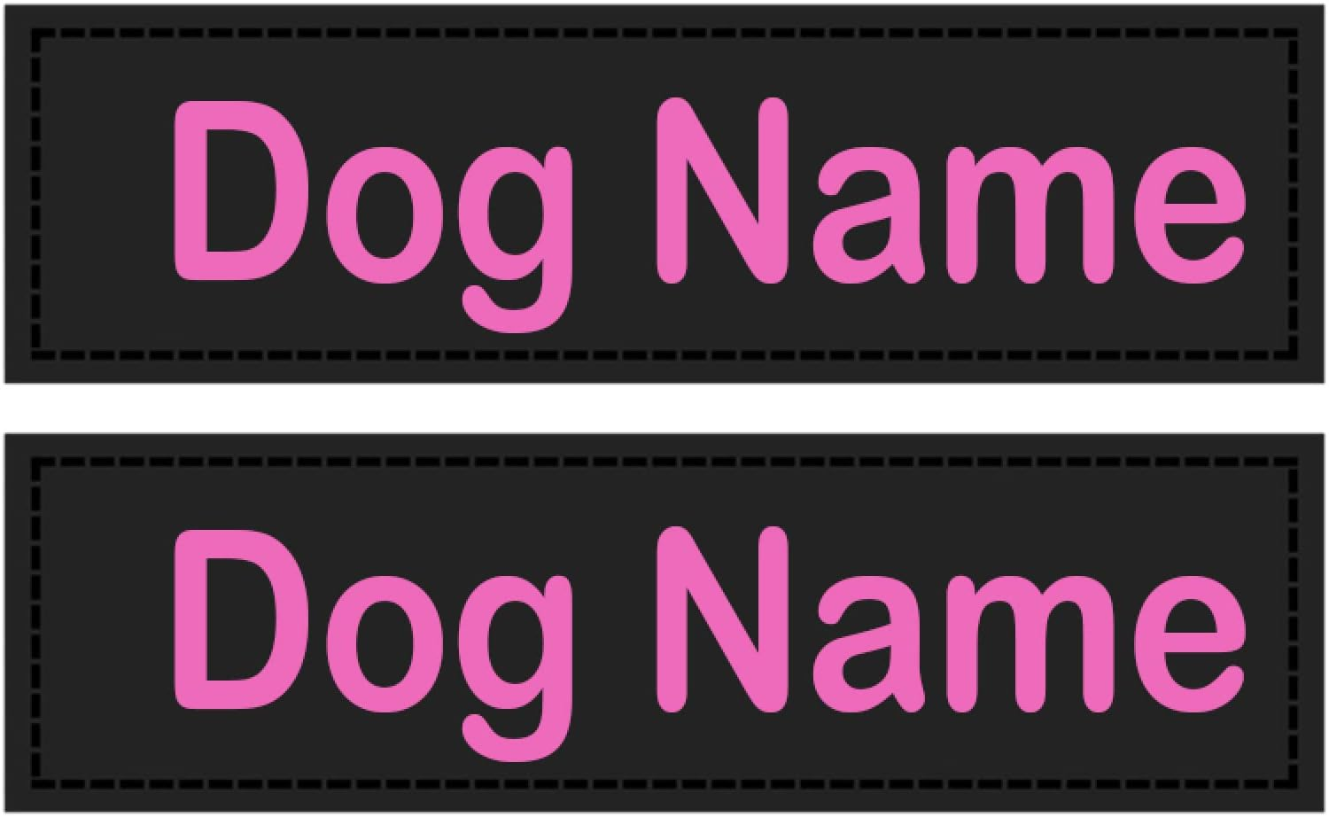 2PCS Reflective K9 Dog Harness Name Patch Tag Personalized PU Leather Dog Harness Tag Sticker Custom Dog Harness ID Tag Sticker,Pink,16X5Cm(6.3X2.0In) image number 3