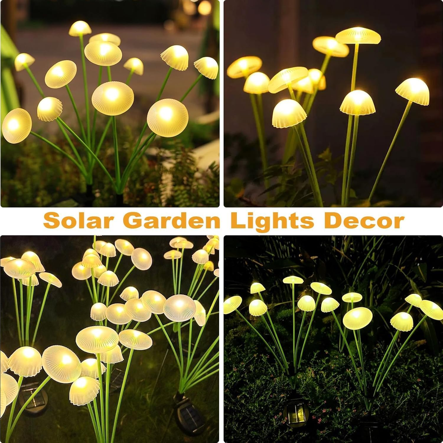 Solar Mushroom Garden Lights &ndash; Waterproof Outdoor LED Jellyfish Firefly Lights for Yard, Patio, Pathway, Lawn, Landscape, Porch (2Pack Warm) image number 3