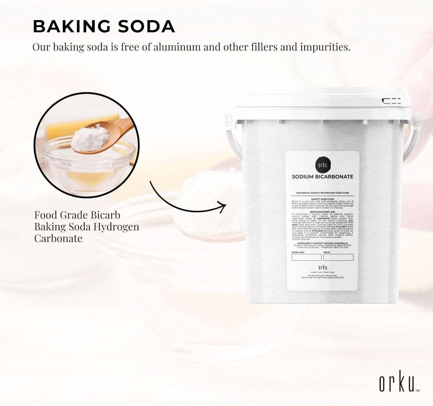 1.3Kg Sodium Bicarbonate Tub - Food Grade Bicarb Baking Soda Hydrogen Carbonate image number 3