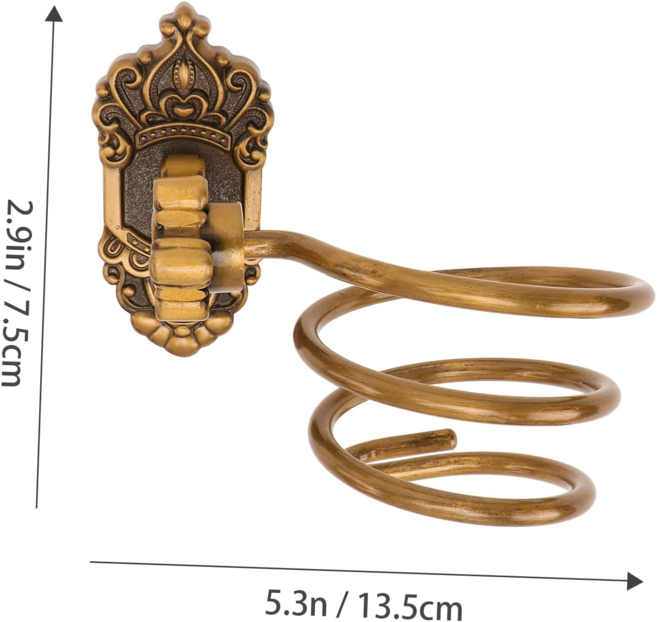 TOVINANNA Retro Space Aluminum Hair Dryer Holder European Style Wall-Mounted Hair Dryer Rack Vintage Crown Design for Bathroom Storage