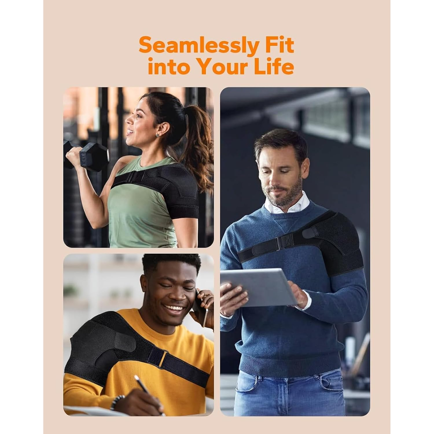 Adjustable Shoulder Brace Rotator Cuff Support Arm Sling for Pain Relief Compression Sleeve Fits Left and Right Shoulder Men Women Weidllys image number 1