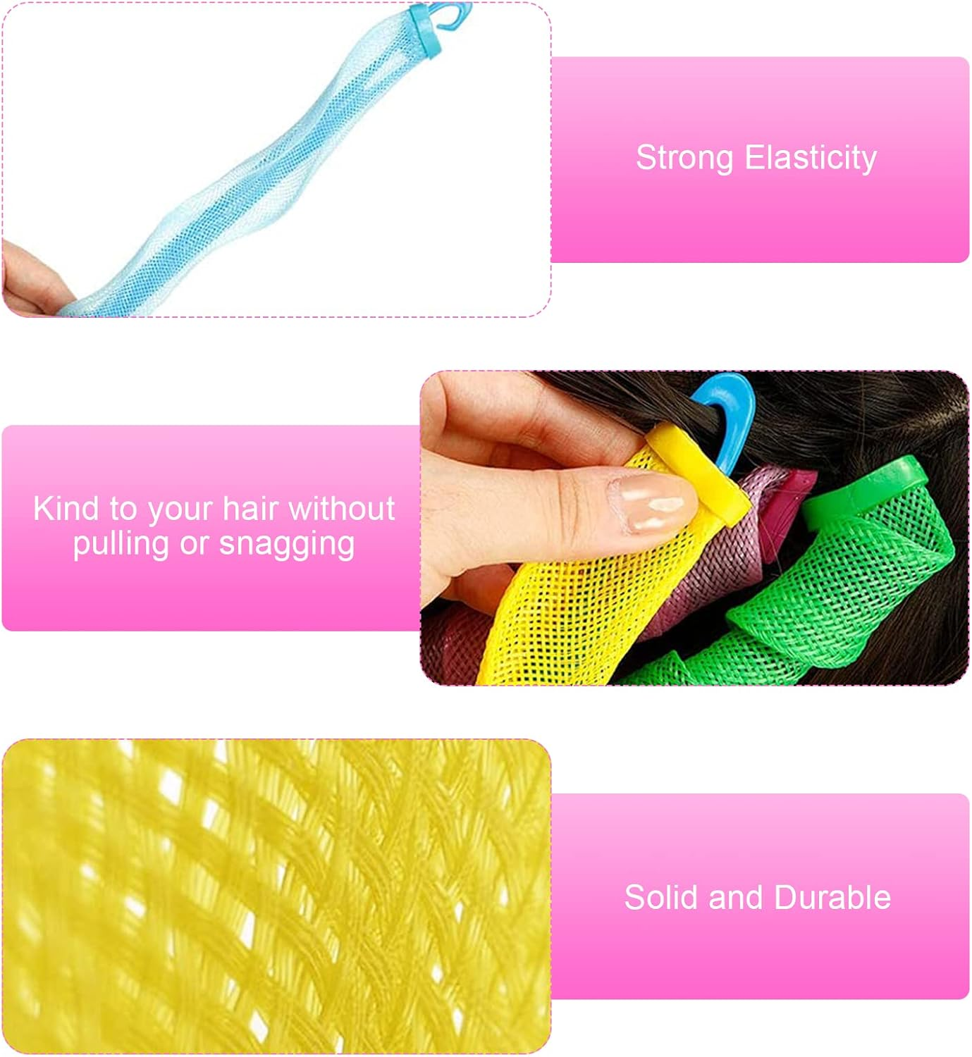 RANJIMA Overnight Hair Rollers, Pack of 30, Large Curls, 55 Cm Spiral Curls, Waves without Heat, Curlers with Styling Hooks, Heatless Hair Curler for Long Hair, Short Hair image number 1