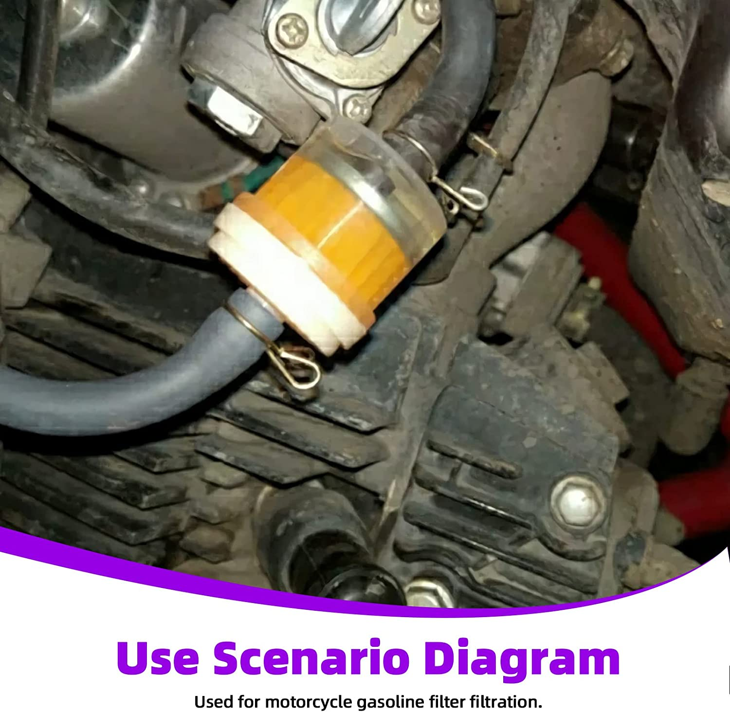 Swpeet 16Pcs 1/4 Inch ID Fuel Line Set, 2 Meter-6.5 Feet Length Black Fuel Line Hose with 4Pcs Fuel Filters, 10Pcs Worm Gear Hose Clamps and a Z-Shape Wrench for Small Engines Tractors Mowing Machine image number 6