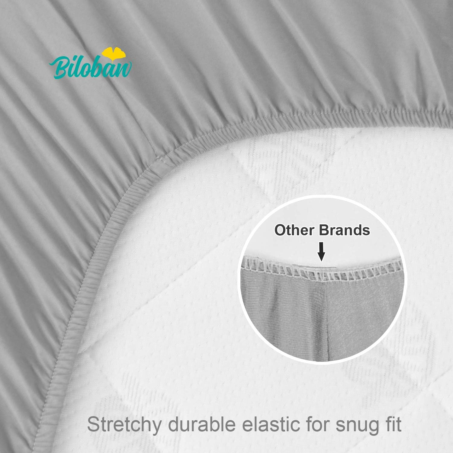 Bassinet Mattress Pad Cover Fit for SNOO Smart Sleeper, 2 Pack, Waterproof Quilted Ultra Soft Viscose Made from Bamboo Terry Surface, Gray image number 2