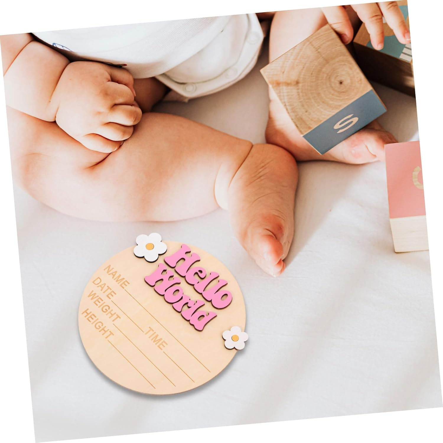 Gatuida Birth Announcement Sign Name Milestone Sign for Nursery Decor and Shower Keepsake for Celebrating Important Growth Milestones image number 5