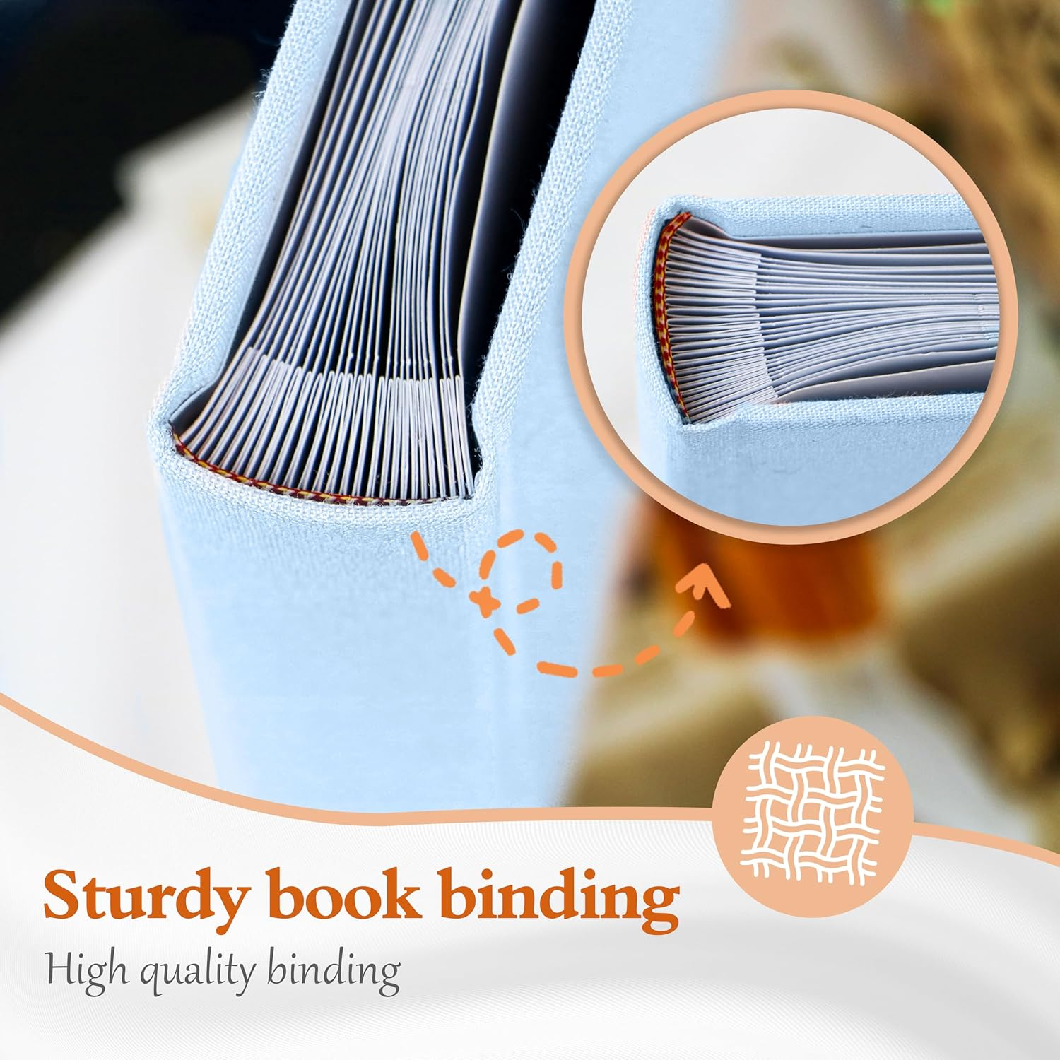 Holoary Baby Photo Album 4X6 100 Photos with Writing Area, 100 Pockets 4X6 Picture Album, Linen Fabric Cover Picture Book for Photos, Baby Photo Albums Hot Stamping Cover(Blue) - Blue image number 6