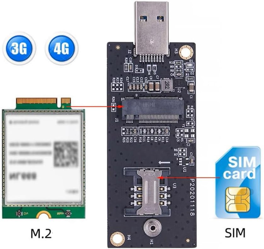 NFHK NGFF M.2 Key-B WWAN to USB 3.0 Adapter Riser Card with SIM Slot for 3G/4G/5G LTE Wireless Module Modem Card, NF-EP-026 image number 2