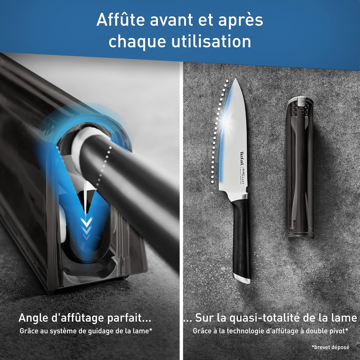 Tefal Chef Knife 16.5 Cm, Built-In Sharpener, Safe Technology, German Stainless Steel, Versatile Kitchen Knife, Ever Sharp Black Edition K2579104 image number 5