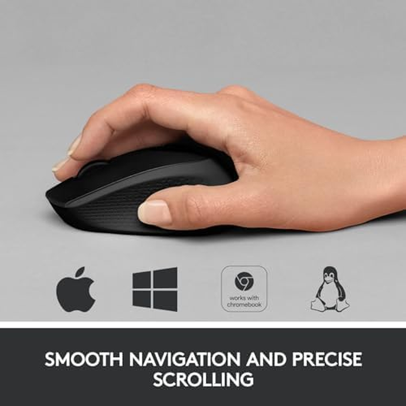 Original M330 Silent plus Wireless Mouse &ndash; Enjoy Same Click Feel with 90% Less Click Noise, 18 Months Battery Life, Ergonomic Right-Hand Shape, Compatible with PC, Mac, Laptop, Chromebook - Black image number 2