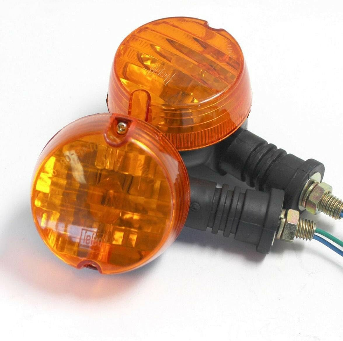 TDR 4Pcs Classic Vintage Motorcycle Blinkers Turn Signal Indicator Light Amber DC 12V 10Mm Bolt Wire Connectors Universal Fit Old School Style image number 3