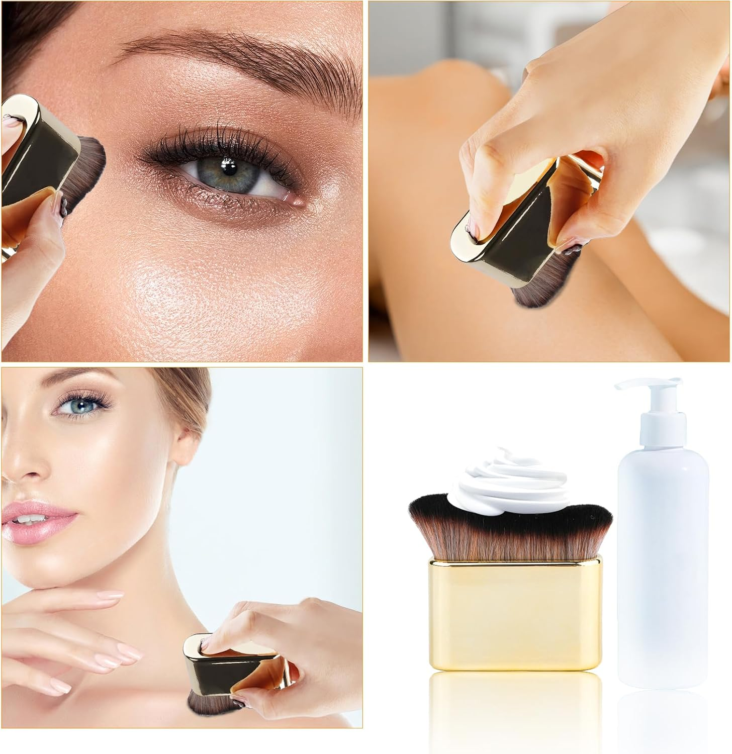 Self Tanning Brush, Soft Self Tanner Brush Applicator Portable Tanning Brush Foundation Body Makeup Brushes for Face and Body (Gold) image number 4