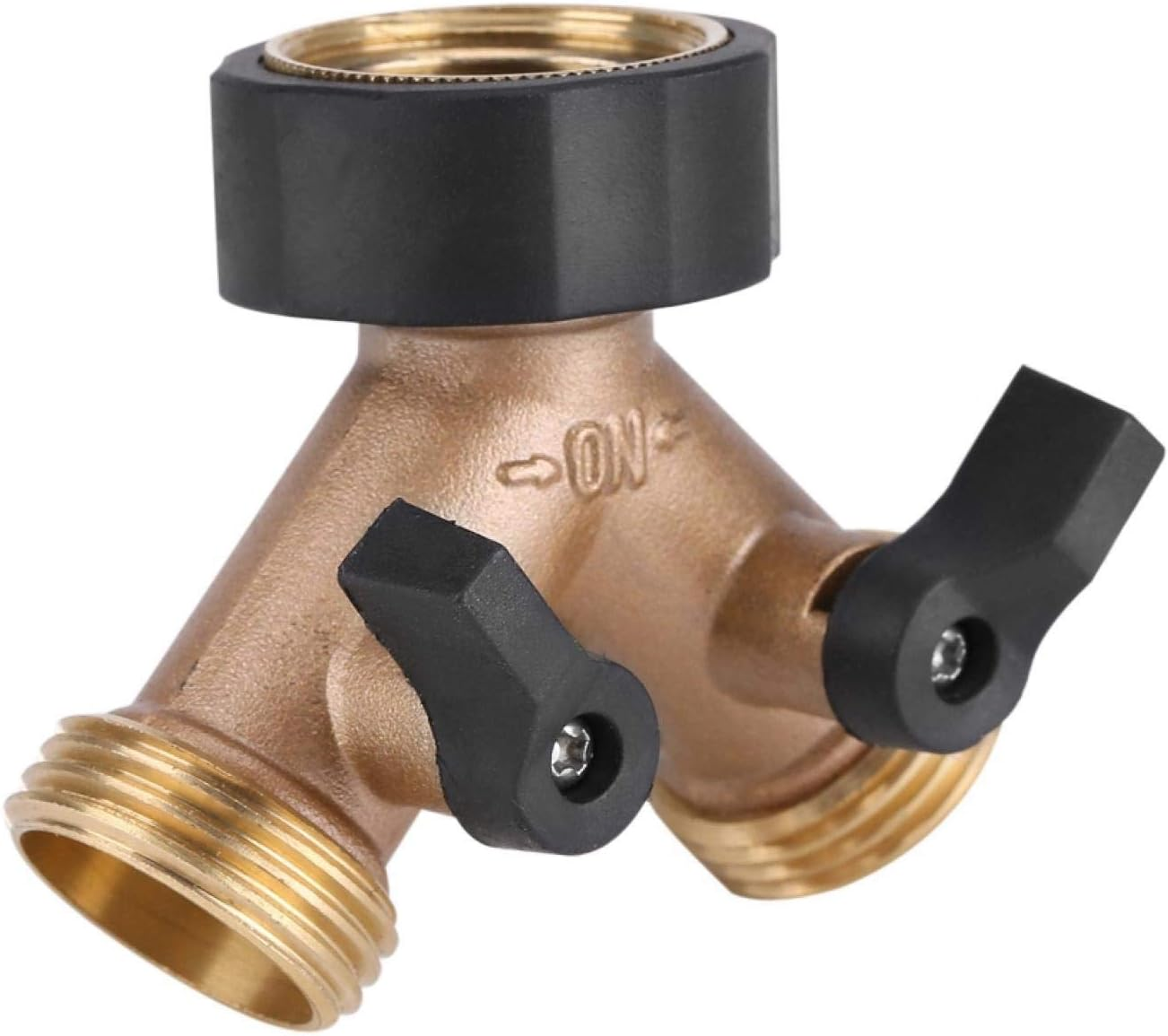 Garden Tap Adapter - 2 Way Solid Brass Splitter with Independent On/Off Valves, Hose Connector Y Shape for Home Irrigation (American Thread) image number 5