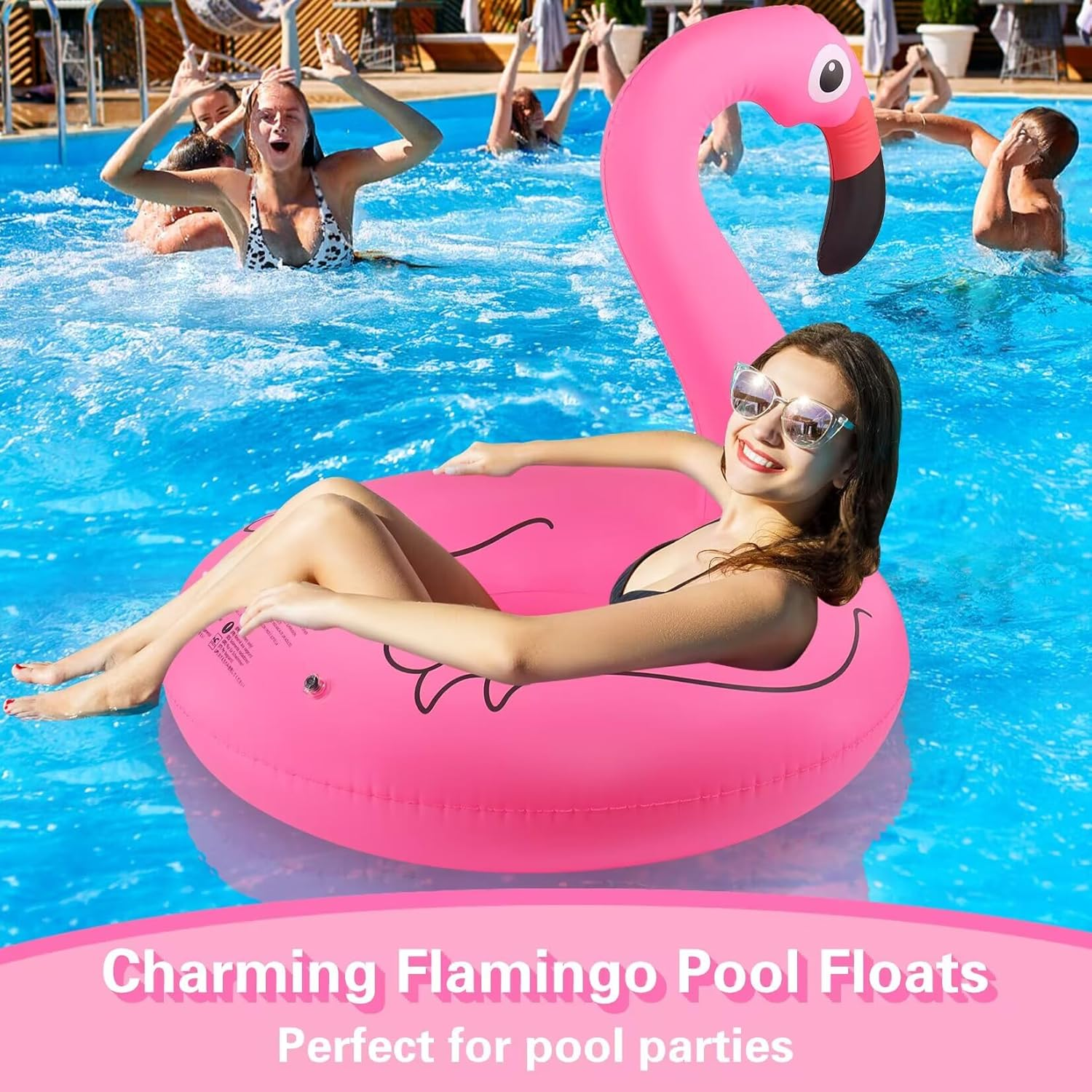 Inflatable Pool Floats, Pool Tubes Swim Ring Pink Pool Float, 42'' Large Pool Float, Pool Inner Tube Beach Floats for Adults, Blow up Floaties Water Floaties Pool Raft Lounger Lake - White image number 6