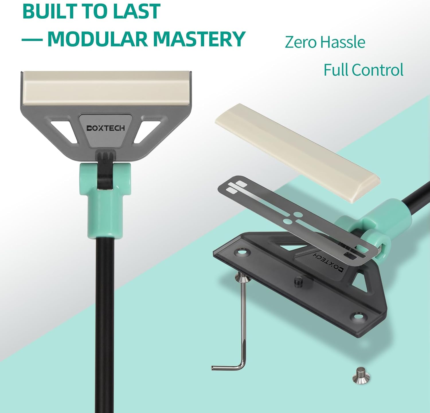 Boxtech Fish Tank Cleaner Kit, 2 in 1 Aquarium Algae Scraper with 5 Stainless Steel Blades, Adjustable Brush Head Angle and Handle Length Aquarium Cleaning Tool Set image number 5