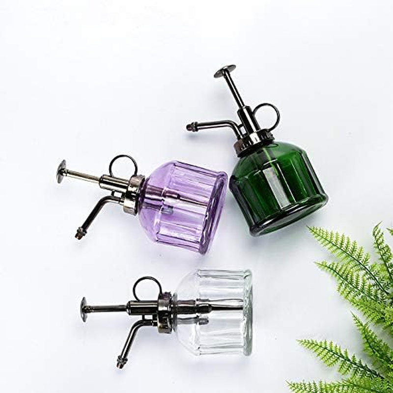 Glass Plant Mister Spray Bottle, 6.5" Tall Vintage Plant Spritzer Watering Can, Succulent Watering Bottle with Top Pump, Small Plant Sprayer Mister for Indoor Outdoor House Plant - Dark Green image number 6