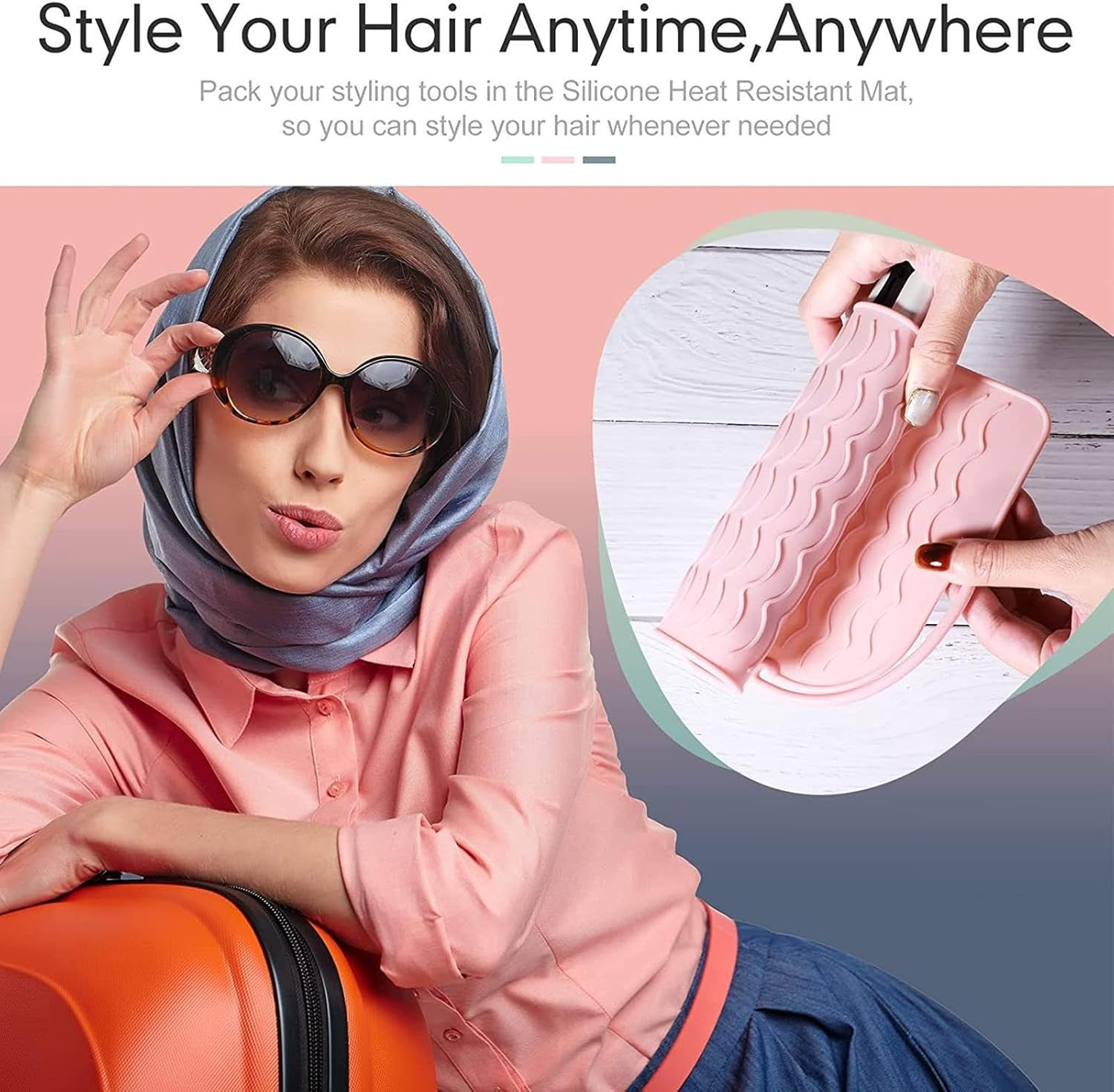 Silicone Curling Iron Holder - Heat-Proof Pad and Cover for Flat Irons | Portable Heat Resistant Mat for Styling Tools