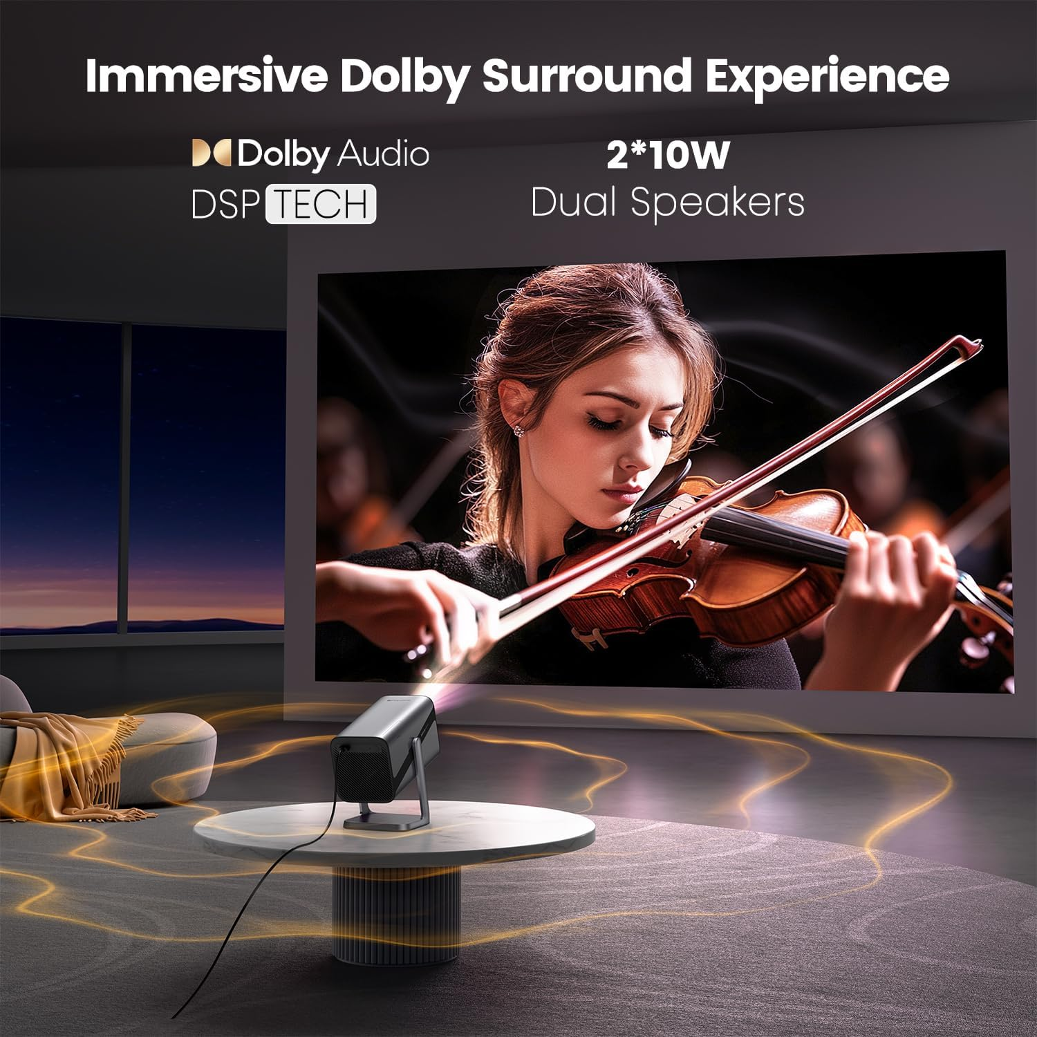 4K Smart Projector【Netflix Official & Dolby Audio】700 ASIN Electric Focus/Auto Keystone Portable Projector, 1.1 Short Throw Native 1080P Full HD Projector Wifi Bluetooth for Home Theater/Outdoor/Gifts