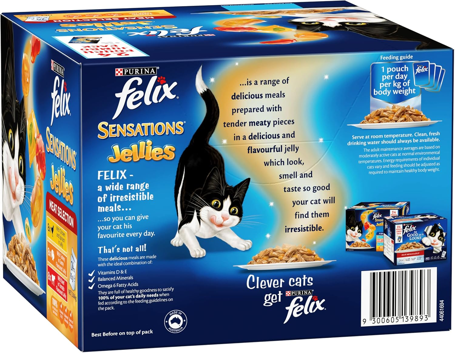FELIX Adult Sensations Jellies Meat Selection Wet Cat Food, 48X85G image number 2