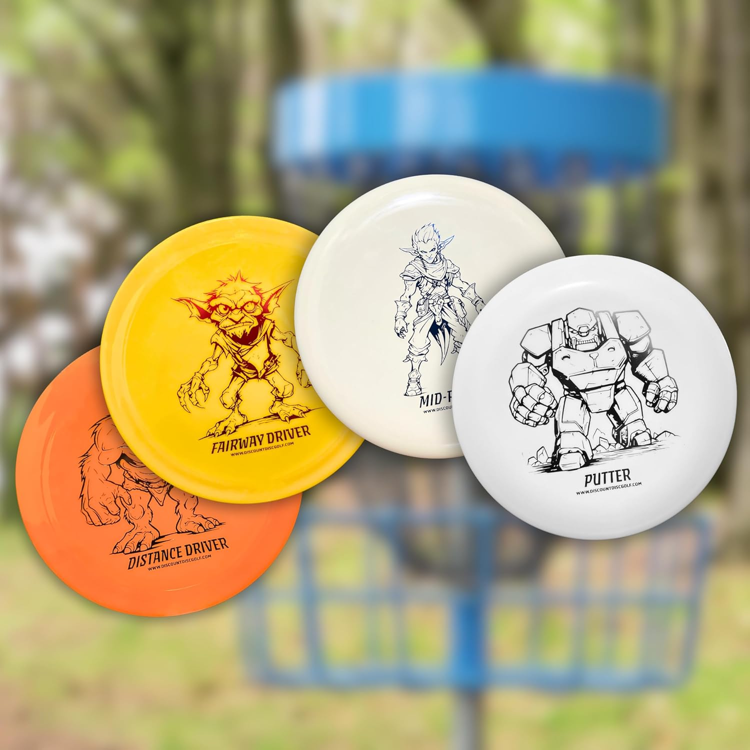 Discount Disc Golf 4 Disc Value Set | Includes Putter, Midrange, Fairway Driver, and Distance Driver
