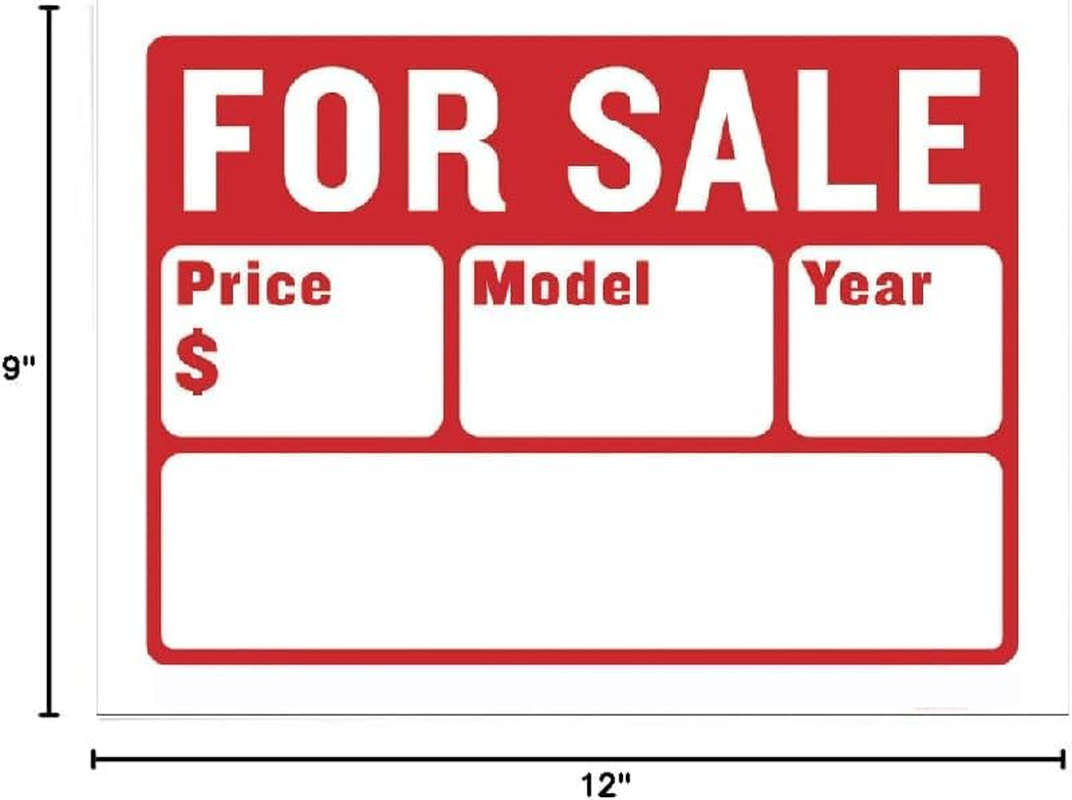 Car for Sale Sign for Auto Sales - 9" X 12" (2-Line), 2PC Bulk Pack image number 1