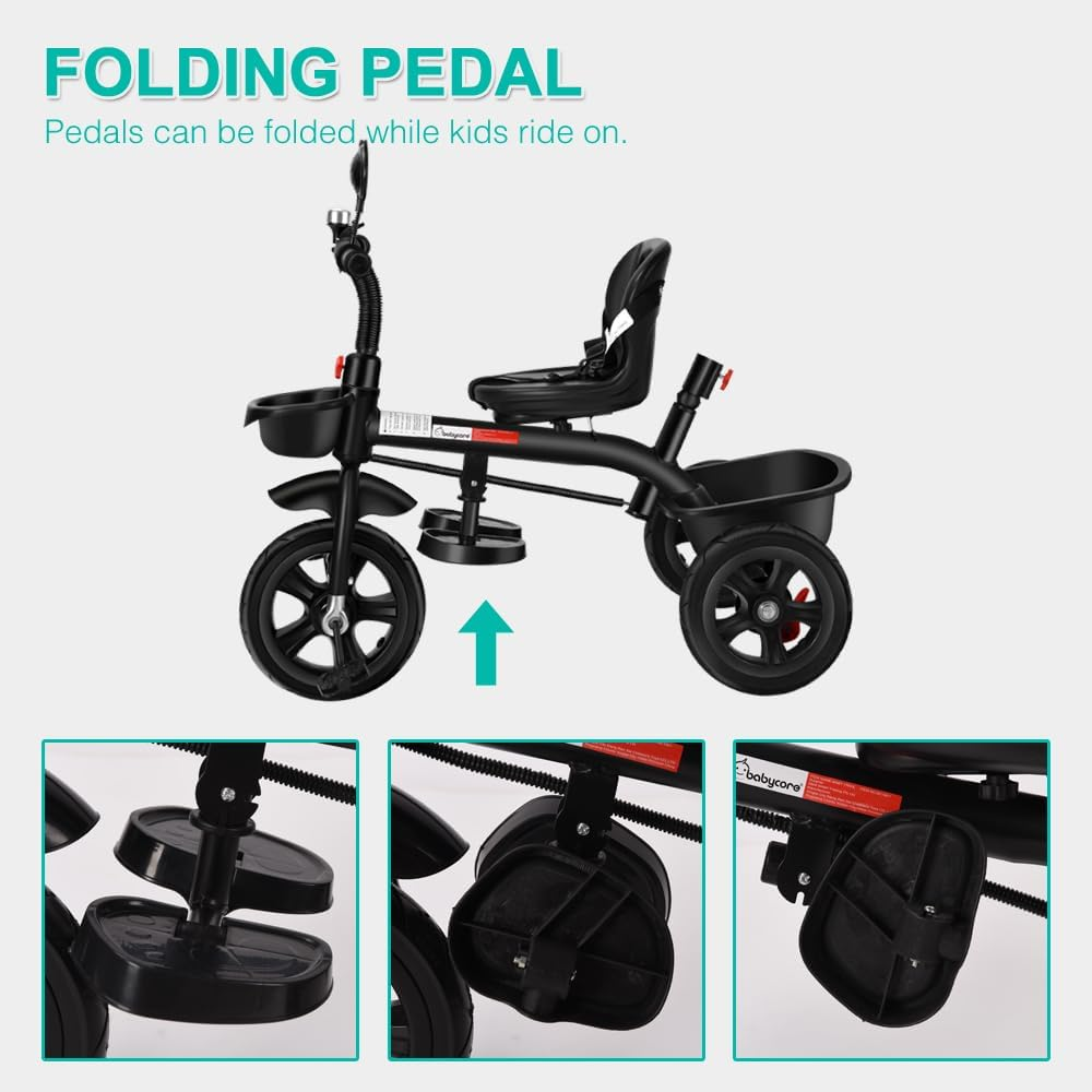4In1 Baby Walker Kids Trike Tricycle Bike Children Bicycle Ride on Toy Safety Fence Adjustable Seat Handlebar Black image number 3