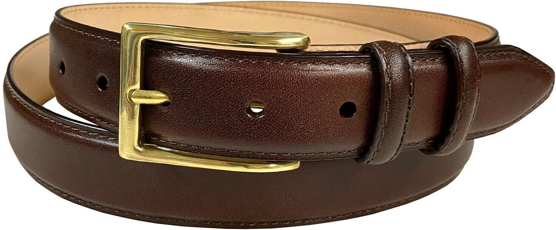 Adam Gold Men'S Genuine Italian Calfskin Leather Dress Belt 1-1/8"(30Mm) Wide Polished Buckle image number 5