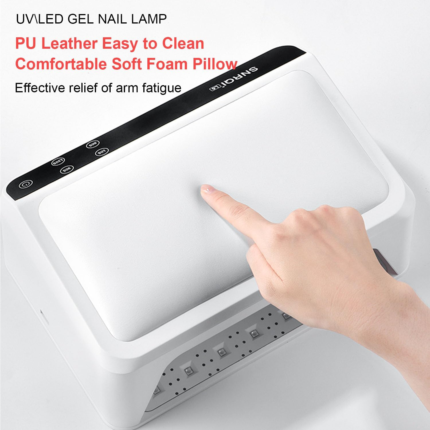 72W UV LED Nail Lamp with PU Leather Nail Arm Rest for Polygel, Gel Polishes, Gel Nail Dryer with 66 Light Beads, Led Nail Light for Gel Nails with Automatic Sensor & 4 Timers Detachable Tray image number 2