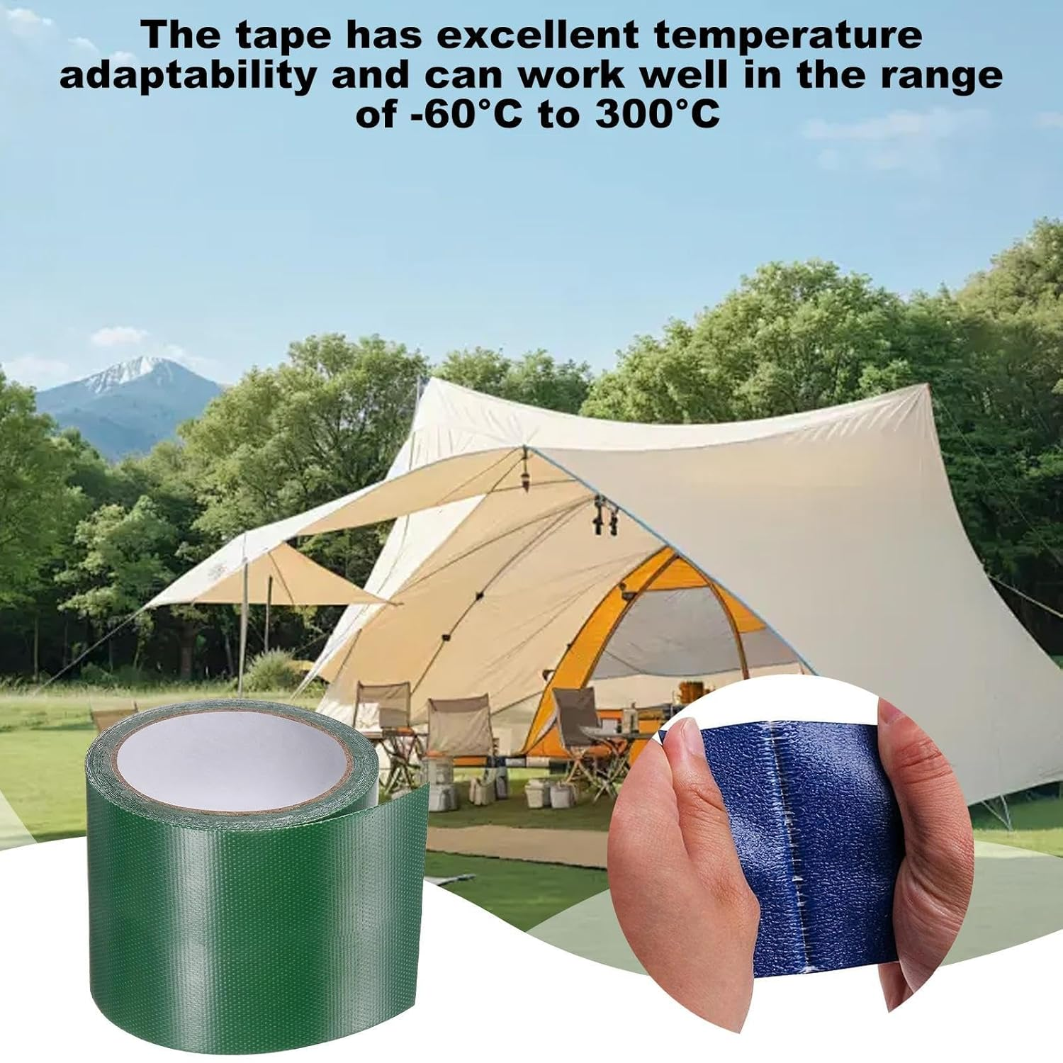 Tent Patch | Waterproof Tenacious Repair Tape | Multipurpose Heavy Duty outside Repairing Supplies, Heat-Resistant Tear Repairing Pctch for Tents, Tarpaulins, Canvas image number 2