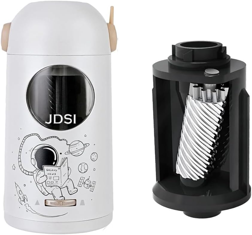 JDSI Lectric Pencil Sharpener Fully Automatic,Auto in & Out, Rechargeable Hands-Free Pencil Sharpener for 7-11.5Mm Jumbo Pencils, Adjustable Pencil Nibs (Whie)