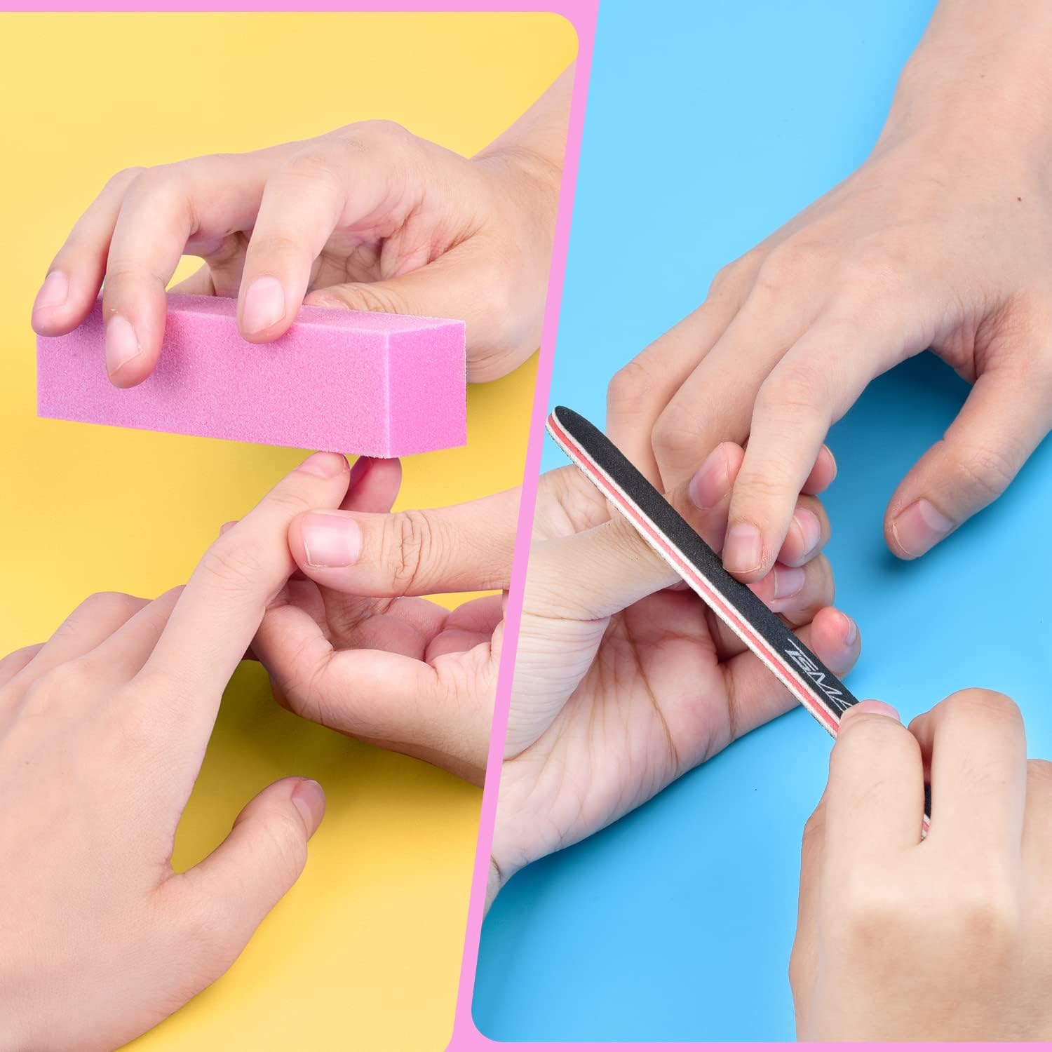 Tsmaddts Nail Files and Buffers, Professional Manicure Tools Kit Rectangular Art Care Buffer Block Tools 100 180 Grit 12Pcs(Black) image number 6