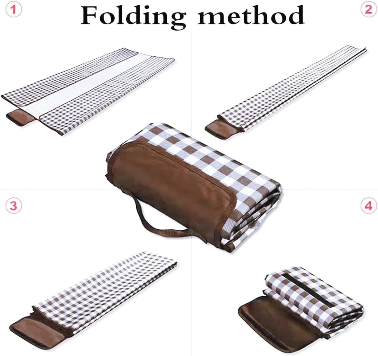 Oversized Waterproof Outdoor Picnic Blanket - Durable Oxford Fabric, Sandproof, Easy to Clean, Lightweight and Portable, Suitable for Beaches, Parks, Camping and Family Outings(200X200Cm，Coffee White) - Coffee White image number 5