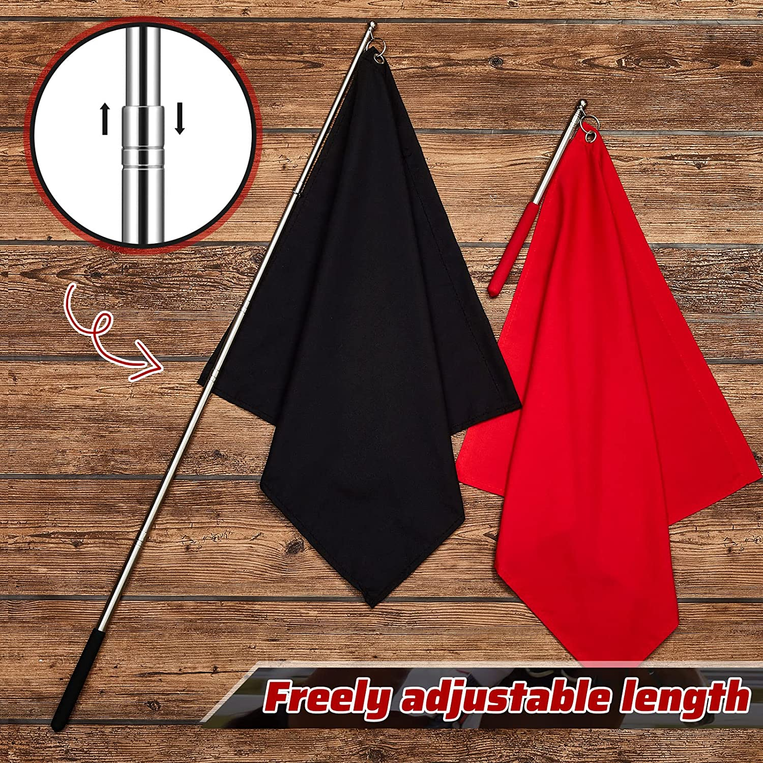 Sunnyray 48" Horse Training Flag Horse Training Equipment with 4 Feet Replacement Flags and Telescopic Handheld Flagpoles, Red, Black image number 2