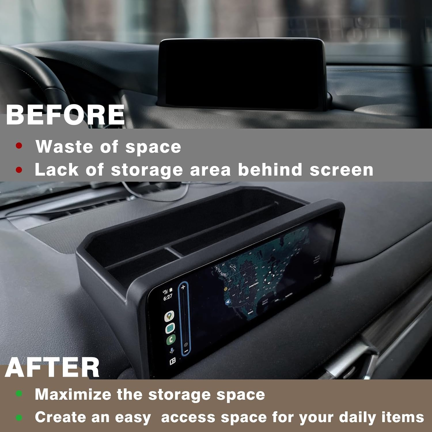 Muslogy Dash Storage Box behind Screen Center Console Organizer Compatible with Mazda CX5 CX-5 Accessories 2022-2025 Sunglasses Holder Dashboard Insert Tray ABS Interior Secondary Accessories image number 5