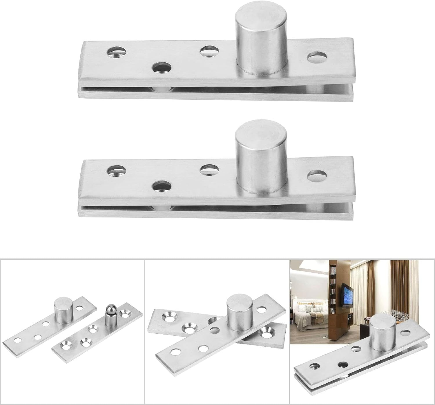 Corrosion Resistant Door Hinge, Revolving Door Hinge, Stainless Steel 7.9Mm for Revolving Door Kitchen Door Cabinet Door (Eccentric Shaft) image number 2