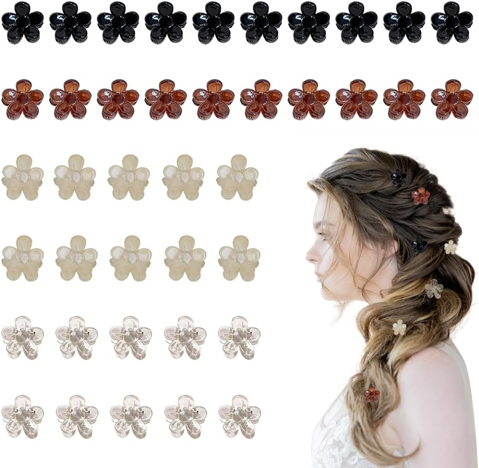 TRKETK 40 Pcs Flower Claw Clips Mini Sweet Non-Slip Women'S Grab Clip Plastic Small Hairpin Cute Hair Claw Accessories for Girls Women Photo Daily Party Wedding Hairstyle Accessories image number 5