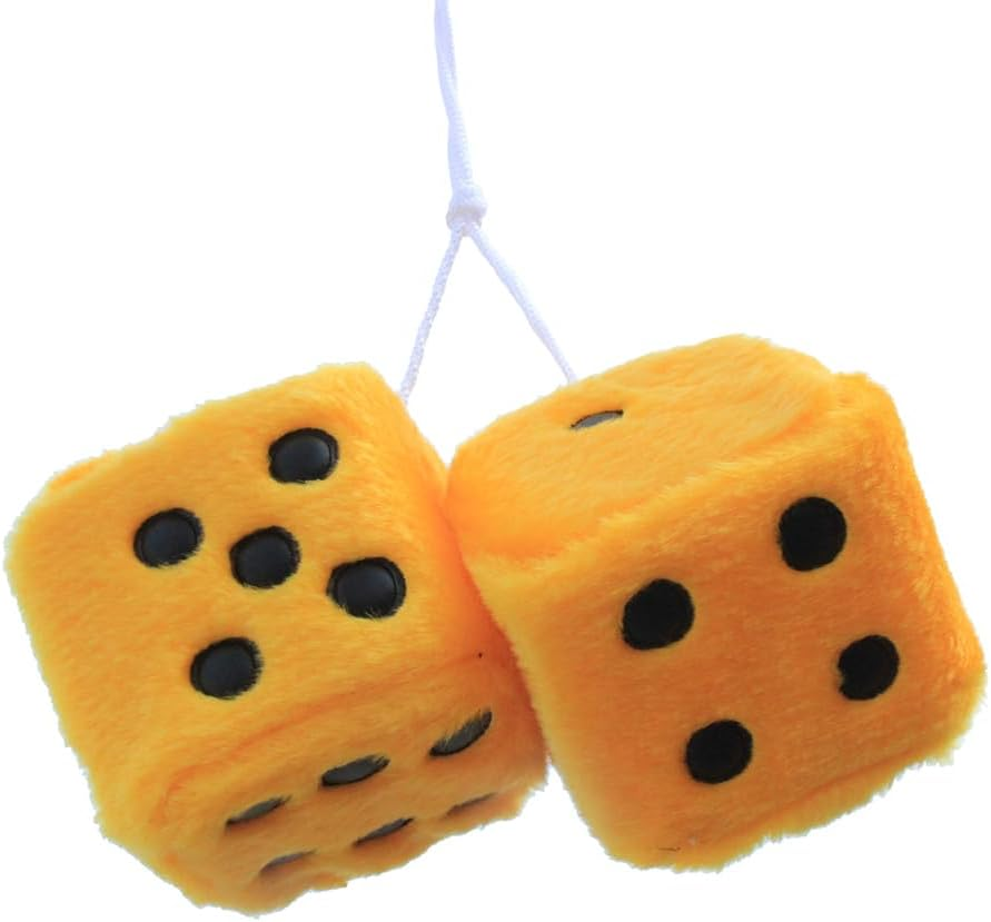 Car Mirror Hanging Furry Dice, Classic Vintage Soft Square Hanging Fuzzy Dice, Accessories Ornament Decoration for Car Rearview and Automotive Interior Mirror (Red) - Red image number 4