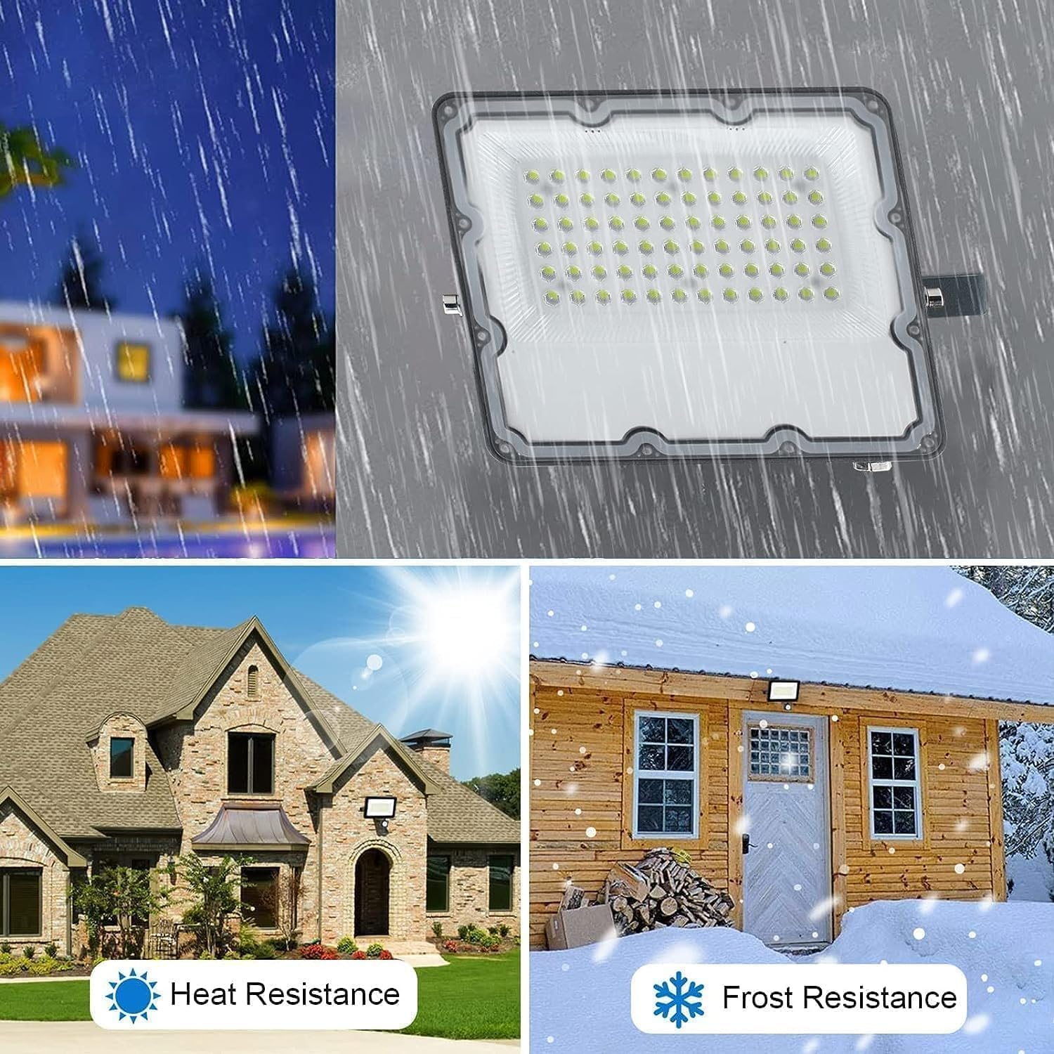 100W LED Flood Lights Plug In, Security Wall Lights Fixtures 6500K 10000LM Outdoor Indoor Illumination, IP66 Waterproof for Ball Ground, Parking Lot, Pathway, Yard, Garden (2 Pack) image number 5