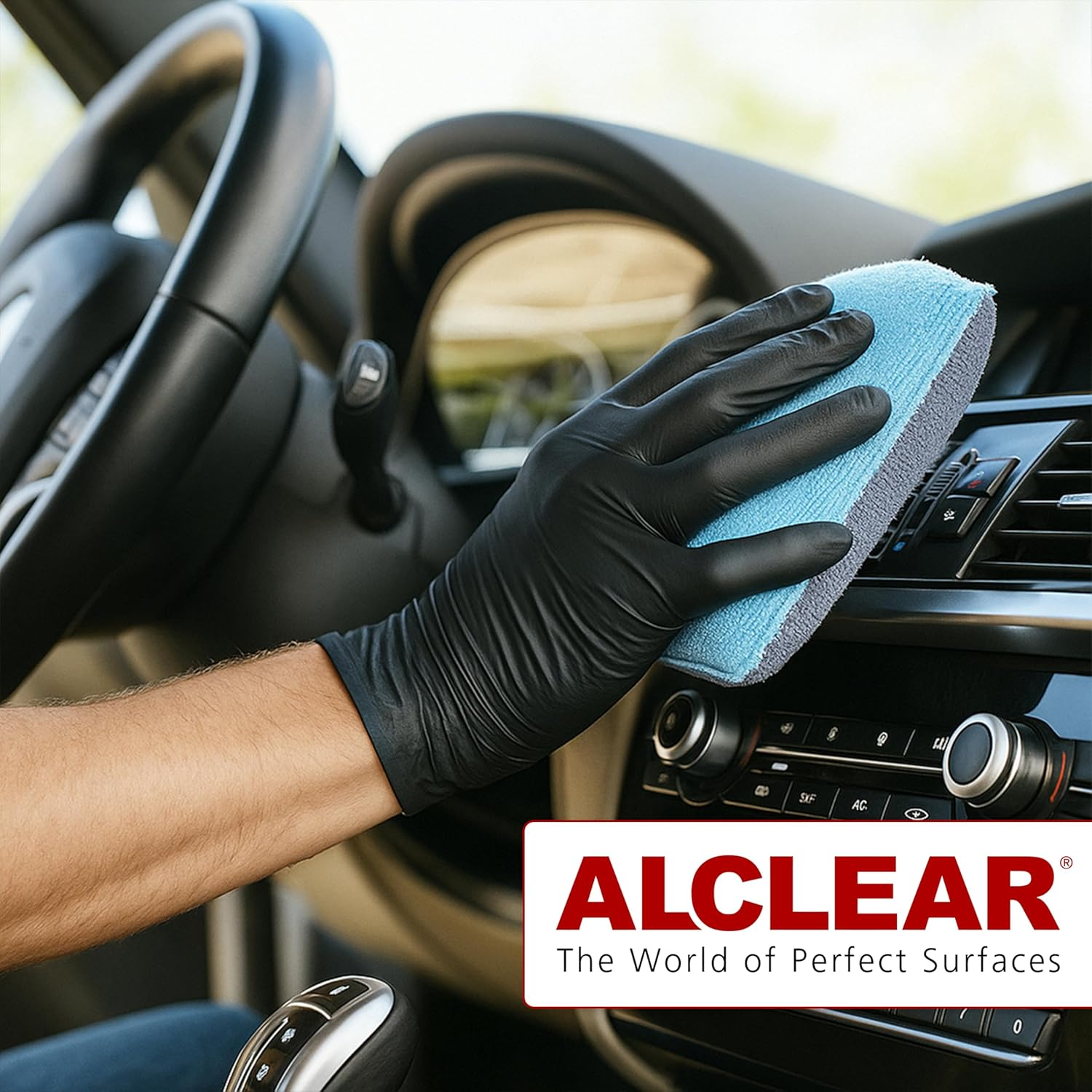 Alclear 950014 Ultra Microfibre Car Sponges, Set of 2, Clear Fogged up Windows, Anthracite/Blue, Car Care, Windscreen Cleaner, Clear View, Anti-Fog, like Car Microfibre Cloth
