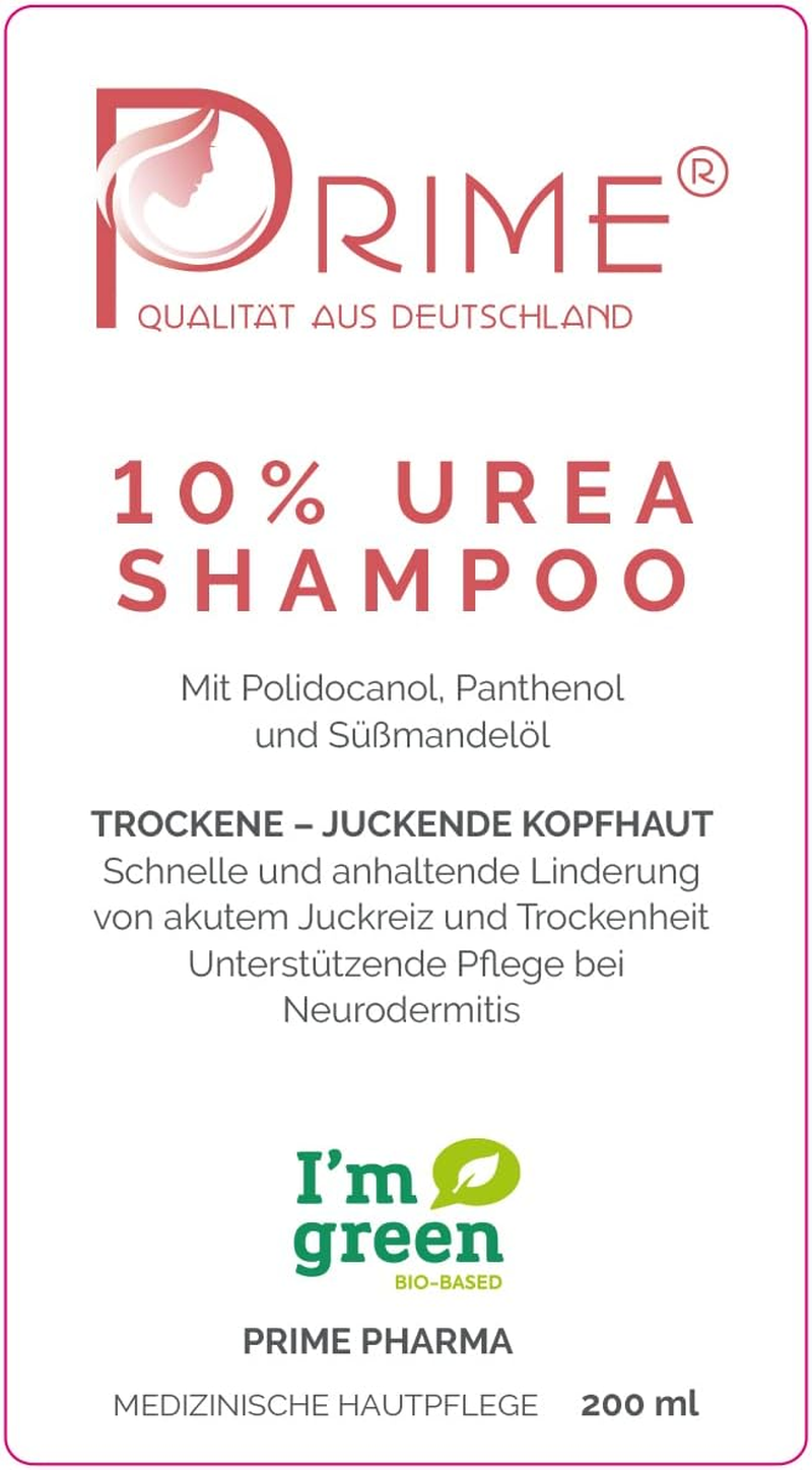 Prime&reg; 10% Urea Shampoo (200 Ml) with Polidocanol, Panthenol and Sweet Almond Oil - Medical Hair Wash against Itchy and Dry Scalp - Environmentally Friendly Packaging image number 1