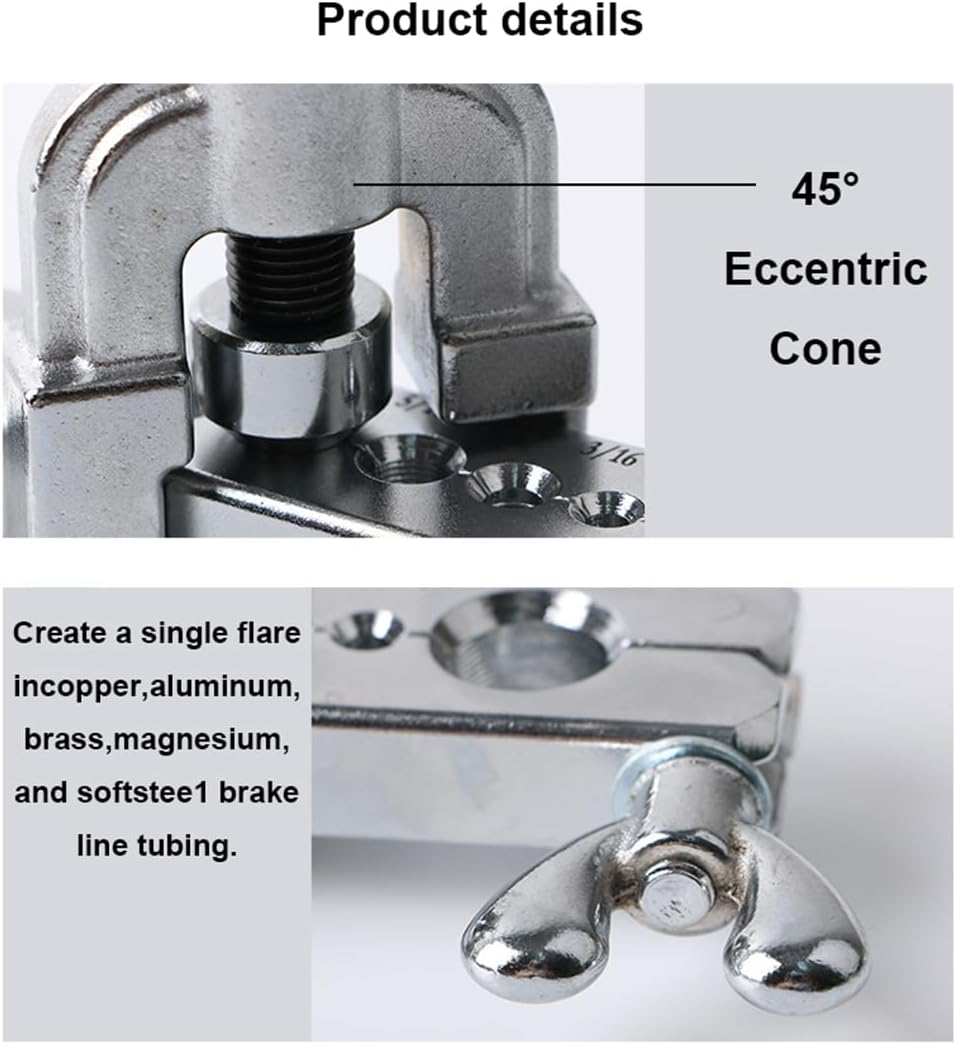Maizoon Flaring Tool Set for Makes 45 Degree Flares in HVAC for Plumbing Copper Tubing Pipe 7 Dies of 3/16" 1/4" 5/16" 3/8" 1/2" 5/8" 3/4" Kit Ideal for Copper Aluminum Brass Mild Steel Tubing image number 1