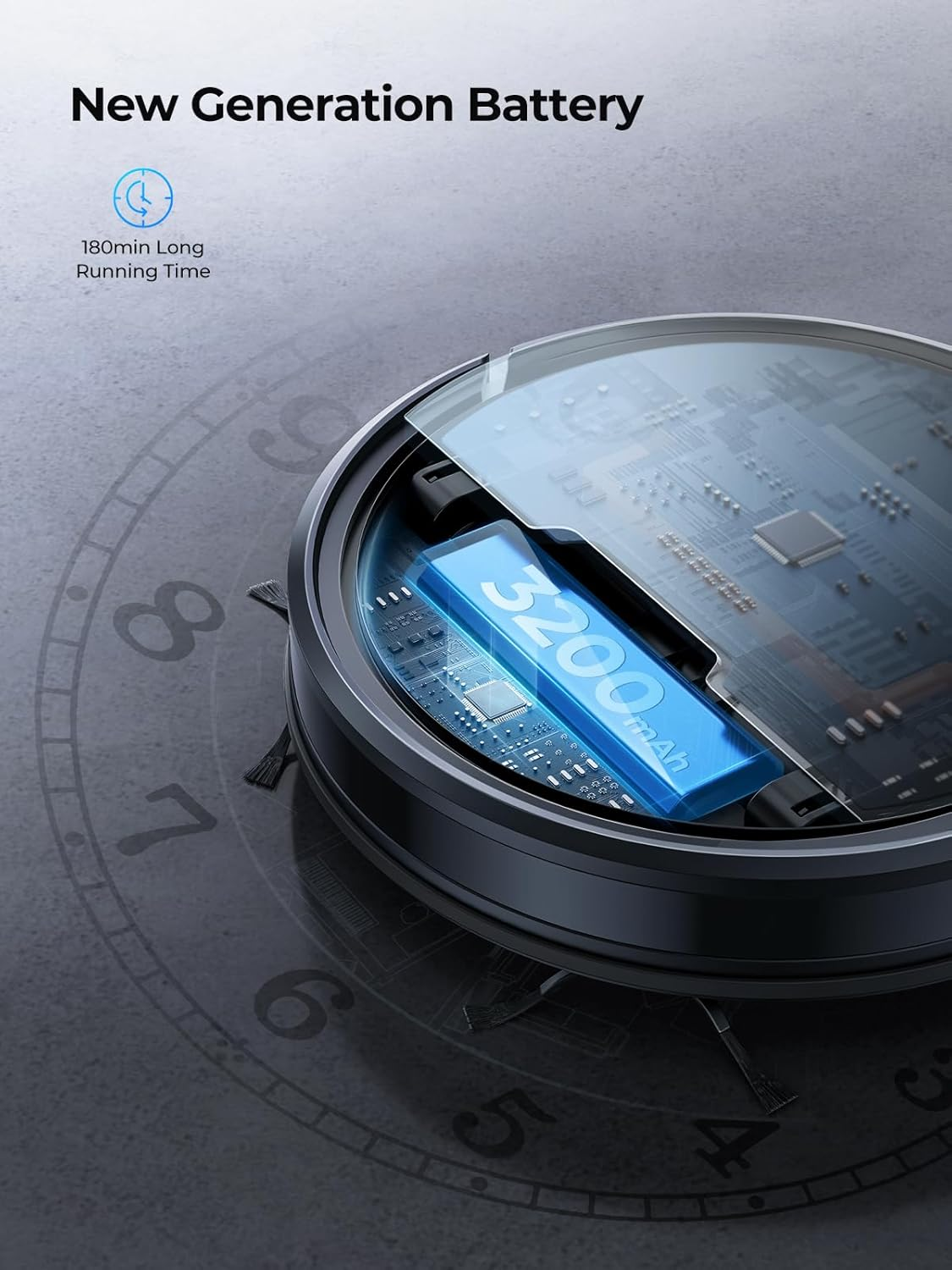 Laresar Clean Evol 3 Robot Vacuum, 4500Pa Suction, 180Min Runtime Robot Vacuum Cleaner and Mop, 3-In-1 Robot Vacuum and Mop, Wifi/App/Alexa/Remote Control, Slim & Quite for Pet Hair/Carpet/Hard Floor image number 1